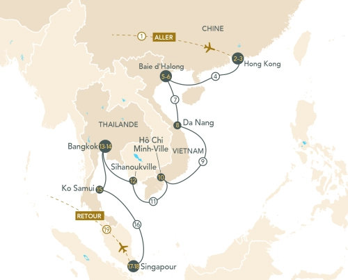 Itinéraire Perles de l'Asie du Sud-Est en croisière
