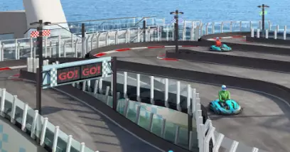 Un circuit de kart sur un bateau de croisière