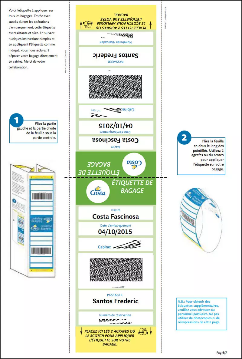 Les étiquettes à appliquer sur les bagages