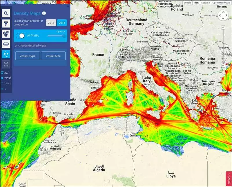 Zoom sur le trafic des bateaux en Méditerannée