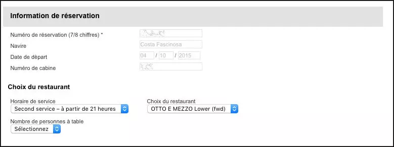 Choix du service et options de restauration