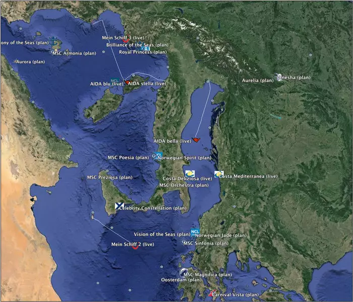 Vue détaillée des navires de croisière