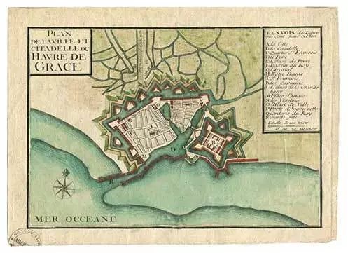 Plan de la Ville et Citadelle du Havre de Grace - Vers 1701. Source : Les archives du Havre