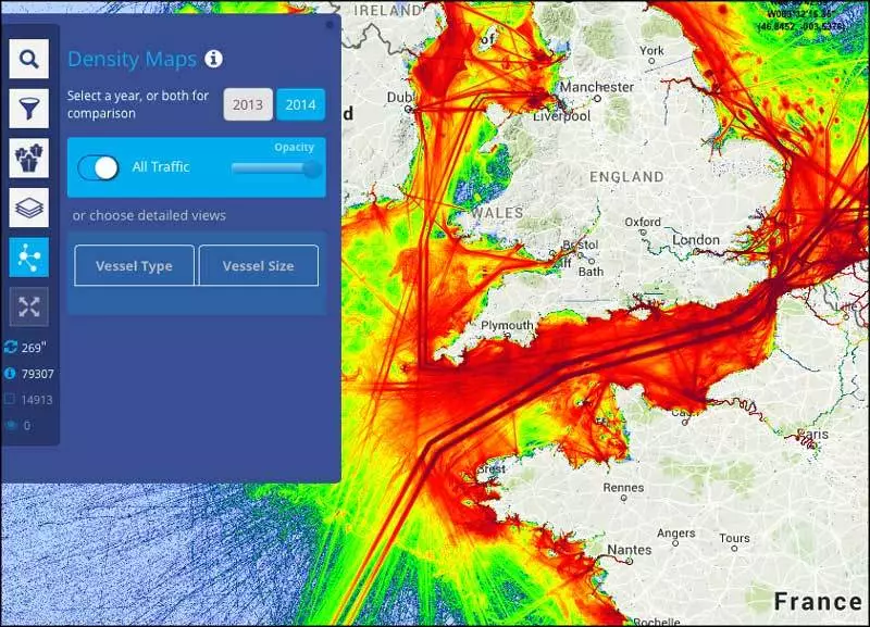 Activez le calque pour les bateaux de croisiere