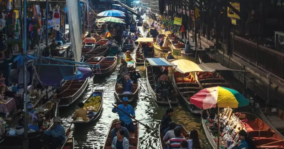 Le marché flottant de Damnoen Saduak, Thailande