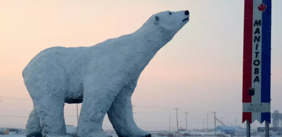 Statue d'un ours polaire, Churchill, Manitoba, Canada