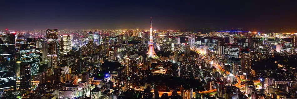 Vue panoramique sur la ville de Tokyo à la tombée de la nuit, Japon