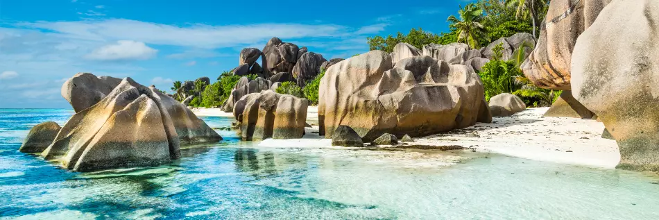 Plage d'Anse Source d'Argent située sur l'île de La Digue dans l'archipel des Seychelles