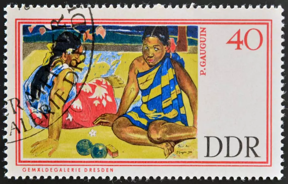 La représentation d'une plage tahitienne par l'artiste Paul Gauguin
