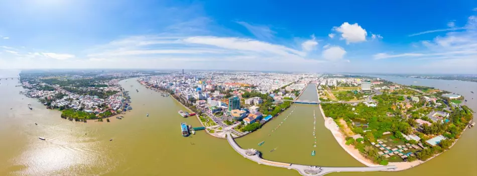 Vue aérienne de la ville de Can Tho situé dans le Sud du Vietnam et dans le Delta du Mékong