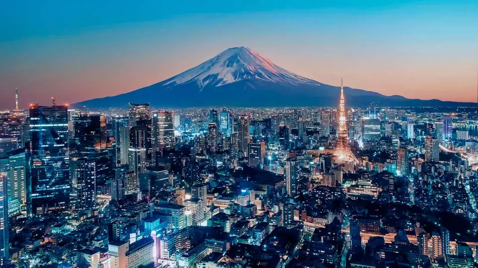 Le Fujisan vu depuis la tour de Tokyo