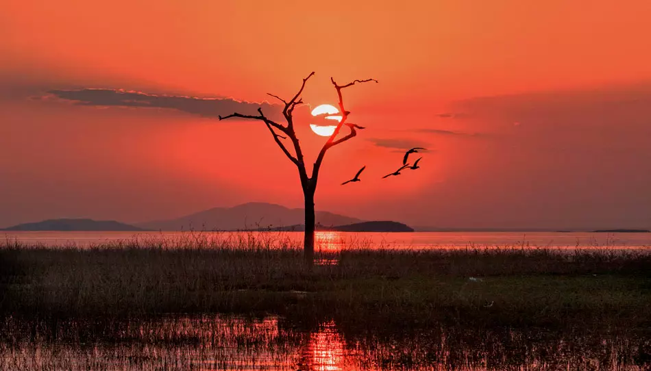 Coucher de soleil sur le lac Kariba