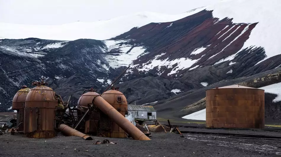 Cuve à graisse de baleine en Antarctique