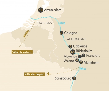 Itinéraire La croisière hommage à de Gaulle sur le Rhin