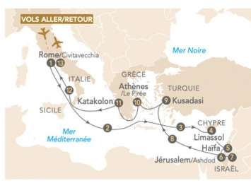 Itinéraire Croisière Merveilles en Méditerranée