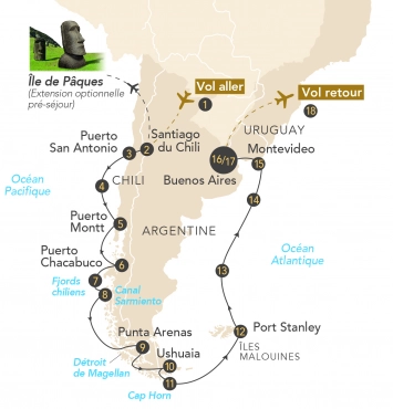 Itinéraire Croisière Patagonie et Terre de Feu