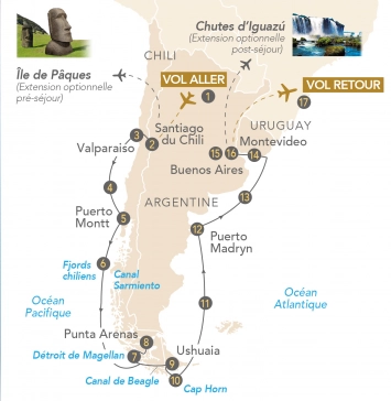 Itinéraire Patagonie Terre de Feu et fjords chiliens avec Paris Match
