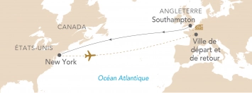 Itinéraire Croisière transatlantique sur le Queen Mary 2 (avril 2023)