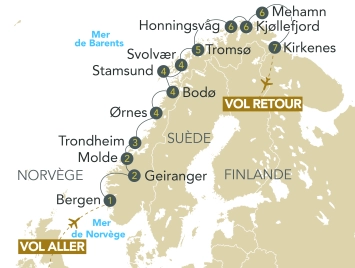 Itinéraire Entre fjords et mythes, l'absolue Norvège en croisière