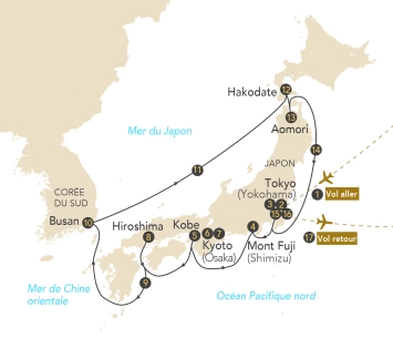 Itinéraire Croisière Japon, archipel aux trésors