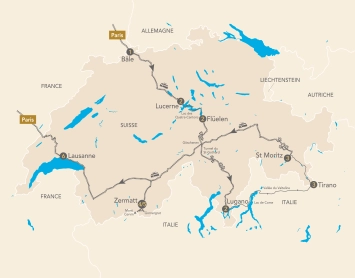 Itinéraire La Suisse en trains panoramiques