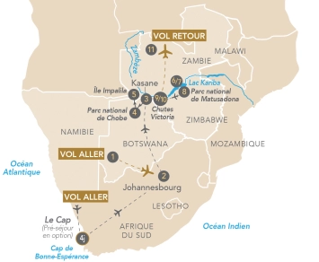 Itinéraire Croisière & Safari en Afrique Australe, Lac Kariba & Chutes Victoria