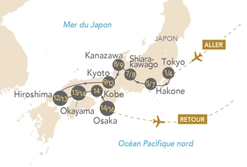 Itinéraire Circuit au Japon, de Tokyo à Osaka
