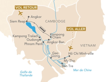 Itinéraire Au fil du Mékong, du Vietnam au Cambodge