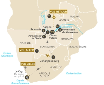 Itinéraire Croisière en Afrique australe, Lac Kariba - Chutes Victoria