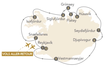 Itinéraire Croisière autour de l'Islande en 2023