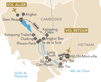 Itinéraire Croisière Au fil du Mékong, du Cambodge au Vietnam