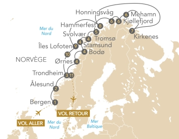 Itinéraire Entre fjords et mythes, l'absolue Norvège en croisière