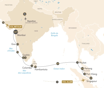 Itinéraire La route des précieuses épices de Singapour à Mumbai