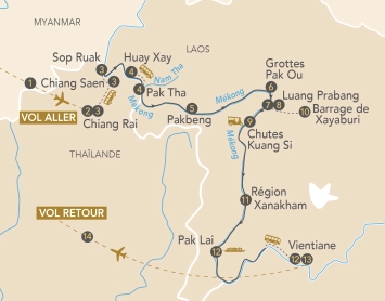 Itinéraire Joyaux du Mékong et du Laos en croisière