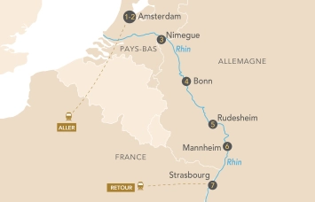 Itinéraire Croisière Musicale au fil du Rhin d'Amsterdam à Strasbourg