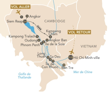 Itinéraire Croisière Au fil du Mékong, du Cambodge au Vietnam