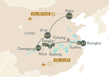 Itinéraire Trésors de Shanghai à Pékin. Croisière fluviale sur le Yangtsé