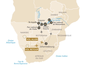 Itinéraire Safari croisière en Afrique australe : parc de Chobe, Lac Kariba et chutes Victoria