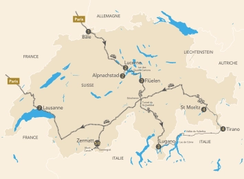 Itinéraire Splendeurs de la Suisse à bord de trains panoramiques