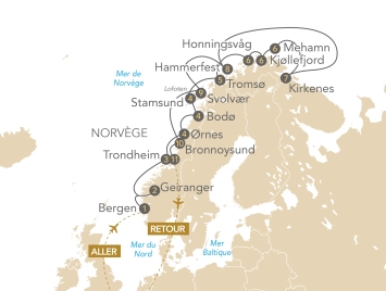 Itinéraire Entre fjords et mythes, l'absolue Norvège en croisière