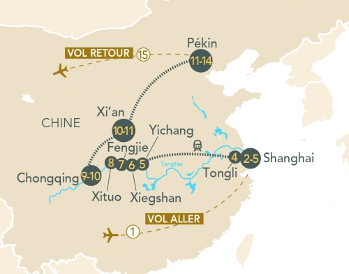 Itinéraire Trésors de Shanghai à Pékin. Croisière fluviale sur le Yangtsé
