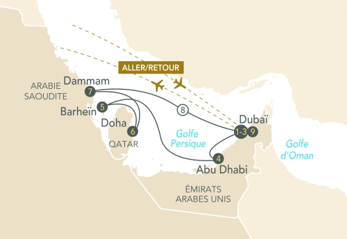 Itinéraire Des Émirats à l'Arabie, croisière à travers les pays des mille et une nuits