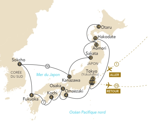 Itinéraire L’Odyssée nippone : le tour du Japon au fil de l’eau