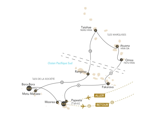 Itinéraire Croisière polynésienne : des lagons bleus aux Marquises