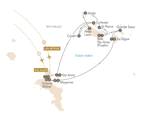 Itinéraire Croisière aux Seychelles, merveilles de l'océan Indien