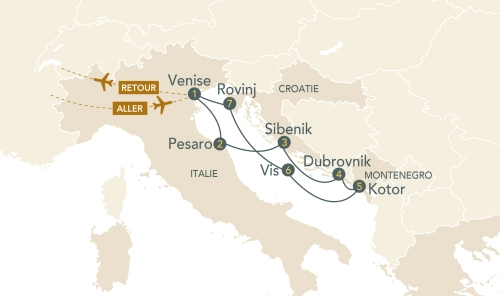 Itinéraire Beautés de la mer Adriatique : Italie, Croatie et Monténégro