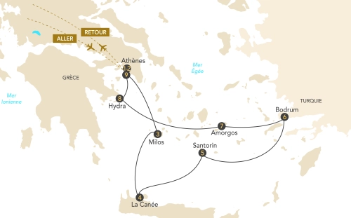 Itinéraire Croisière à travers les joyaux de la Mer Égée