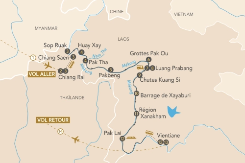 Itinéraire Joyaux du Laos et du Mékong en croisière