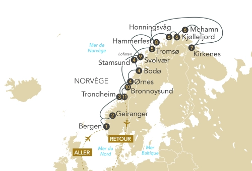 Itinéraire Entre fjords et mythes, l'absolue Norvège en croisière