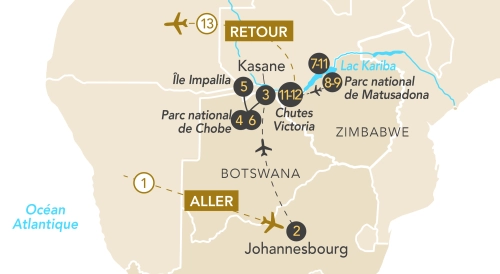 Itinéraire Croisière & Safari en Afrique Australe, Lac Kariba & Chutes Victoria